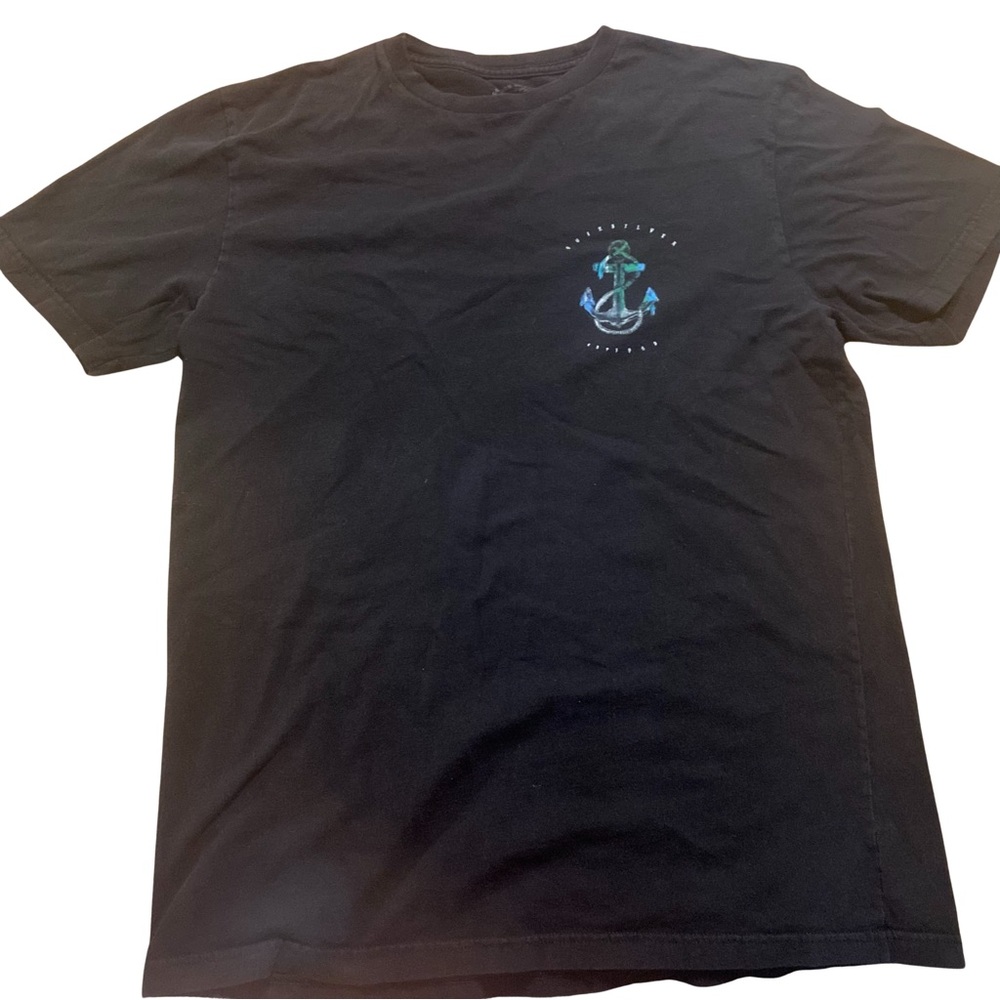 QUIKSILVER Black Tee. Size: Large. Color: Black/Teal.
